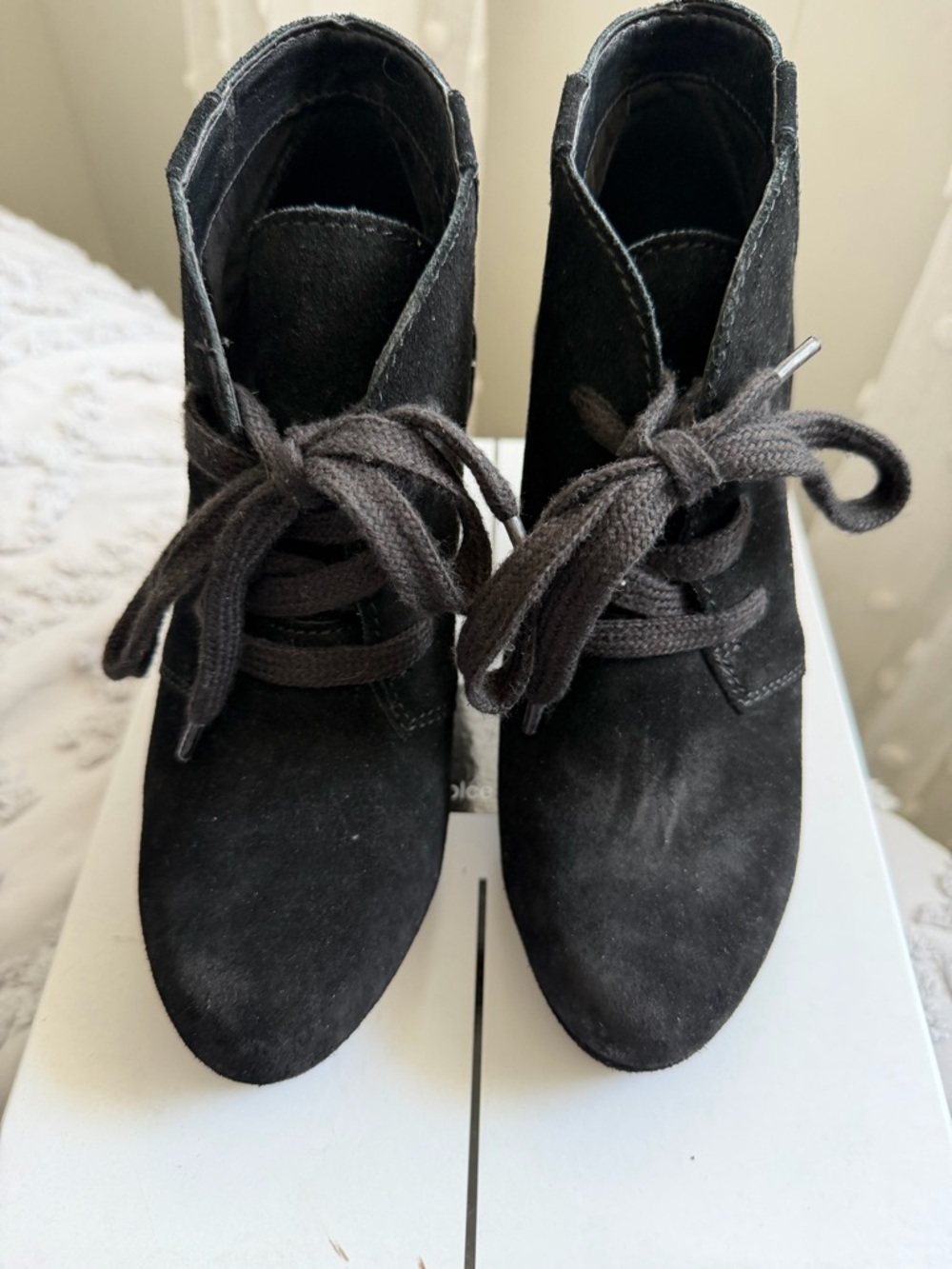 Dolce Vita Black Suede Lace-Up Ankle Booties